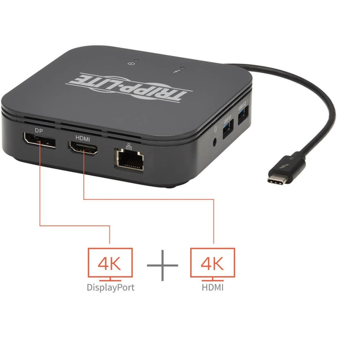 Tripp Lite MTB3-DOCK-04 ドッキングステーション、USB-C＆サンダーボルト3、HDMI、DisplayPort、RJ-45、4 USBポート、60W電源供給  ブランド名: トリップライト (Tripp Lite)