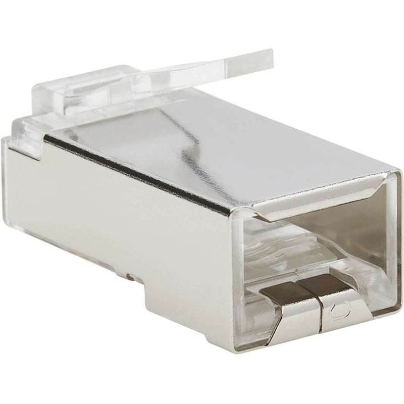 Side profile of RJ45 Cat6 FTP connector highlighting shielding design