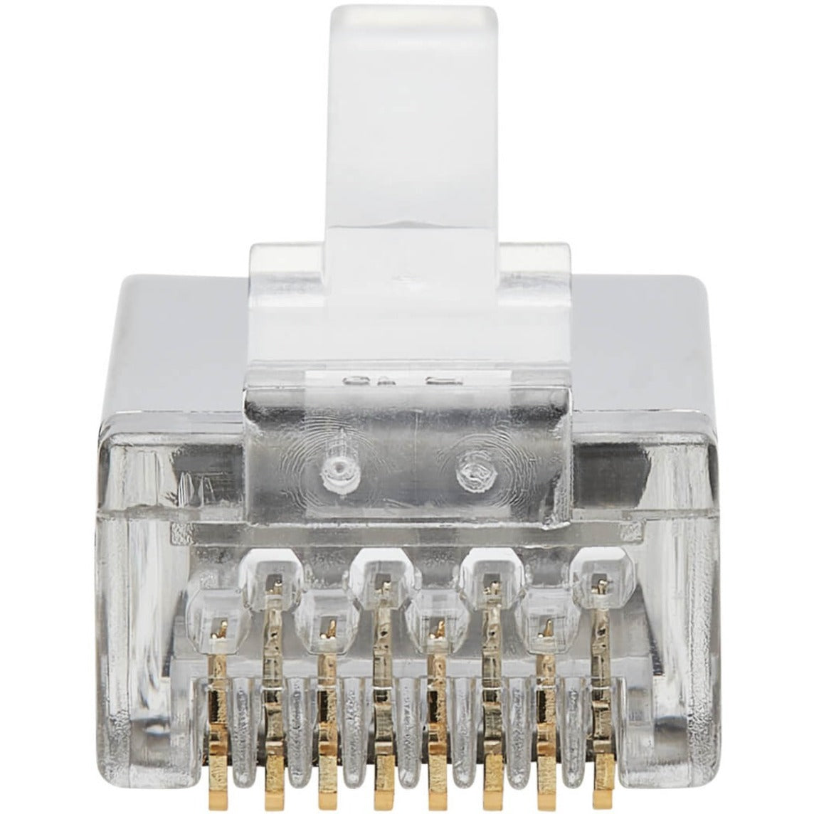 Tripp Lite N232-100-FTP Cat6 RJ45 Pass-Through FTP Modular Plug, 100 Pack, Crosstalk and EMI/RF Protection