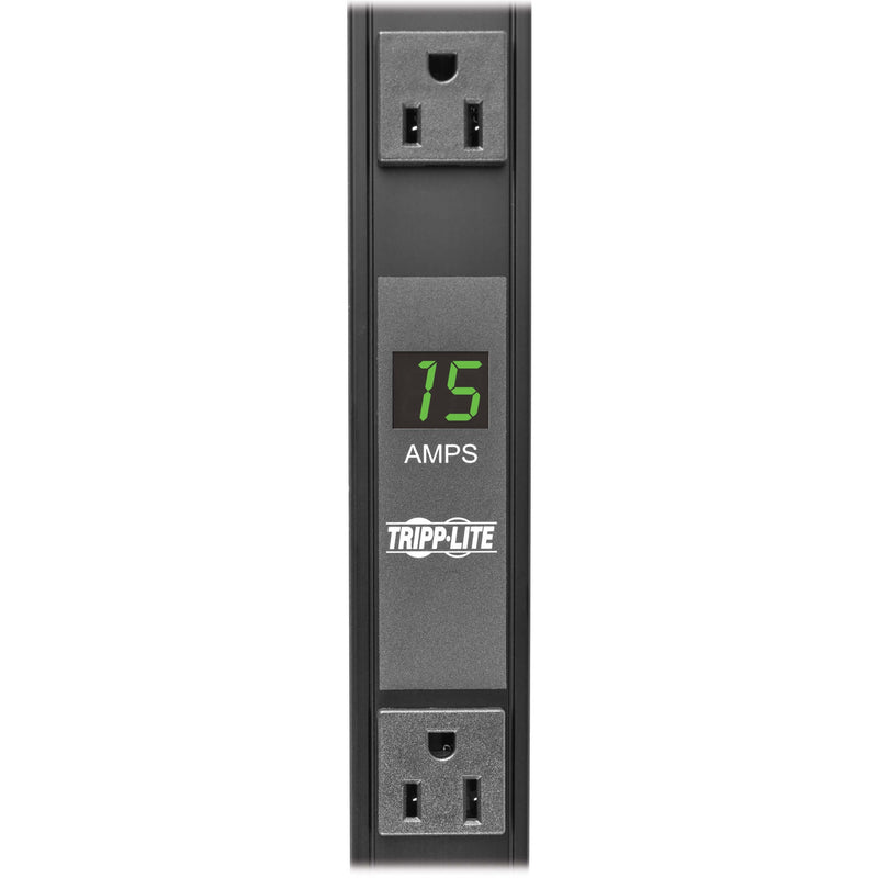 Close-up of digital load meter display on Tripp Lite PDUMV15-72 PDU