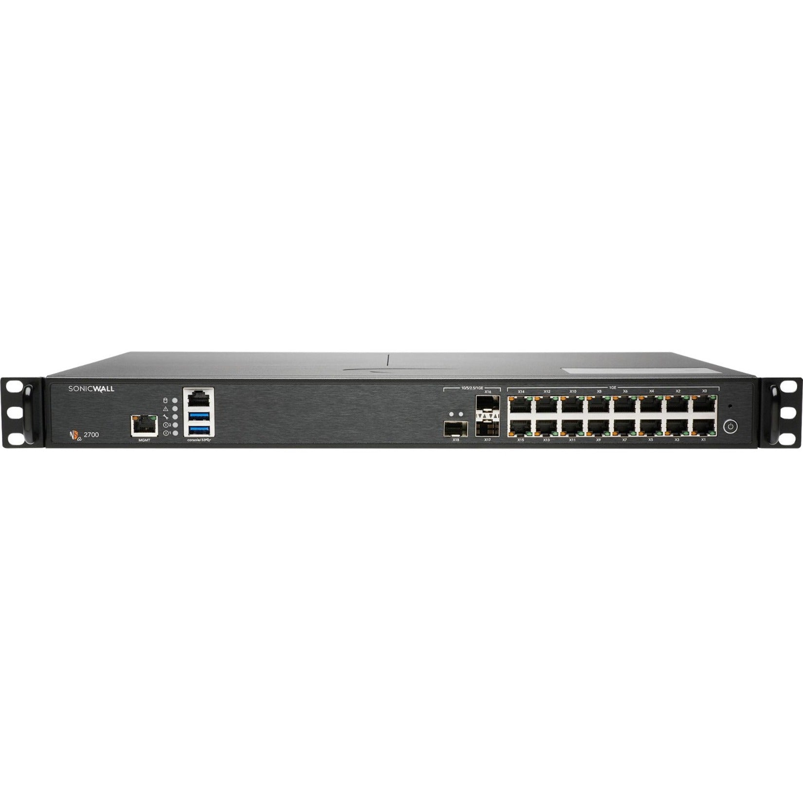 SonicWall 02-SSC-7370 NSA 2700 Network Security/Firewall Appliance, 16 Ports, 3-Year Warranty