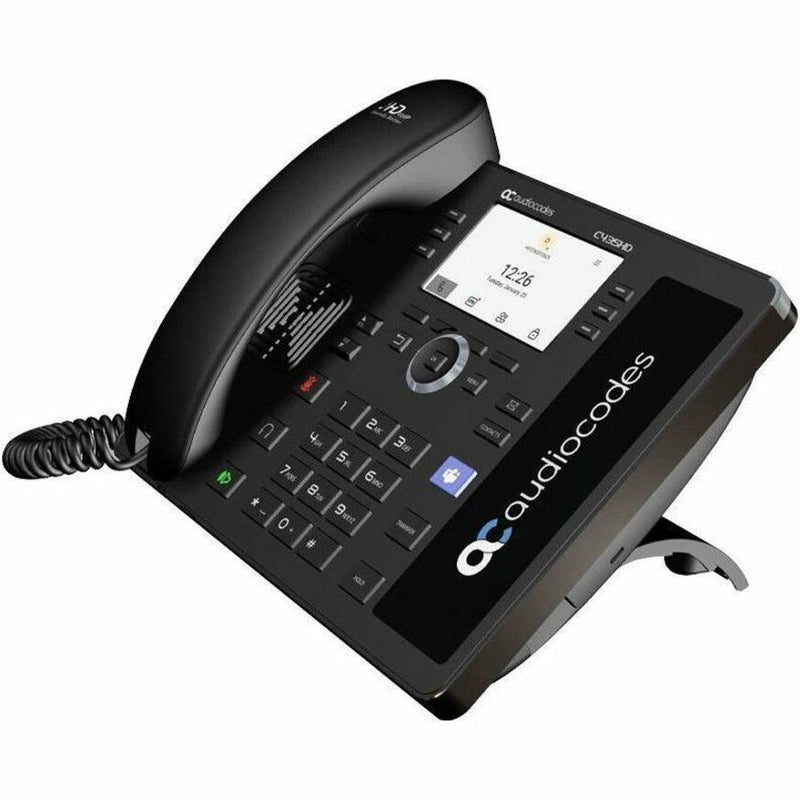 AudioCodes Teams C435HD IP Phone showing 4.3-inch LCD display with Microsoft Teams interface, featuring black finish and ergonomic button layout