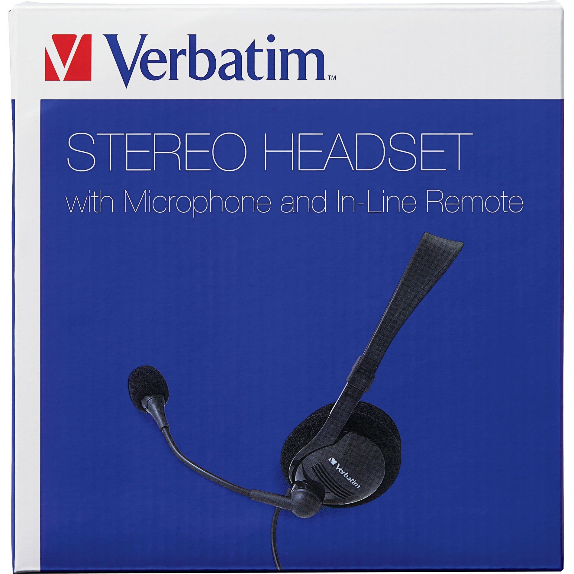 Verbatim 70723 Stereo Headset with Microphone and In-Line Remote, USB Type A, 1 Year Warranty
