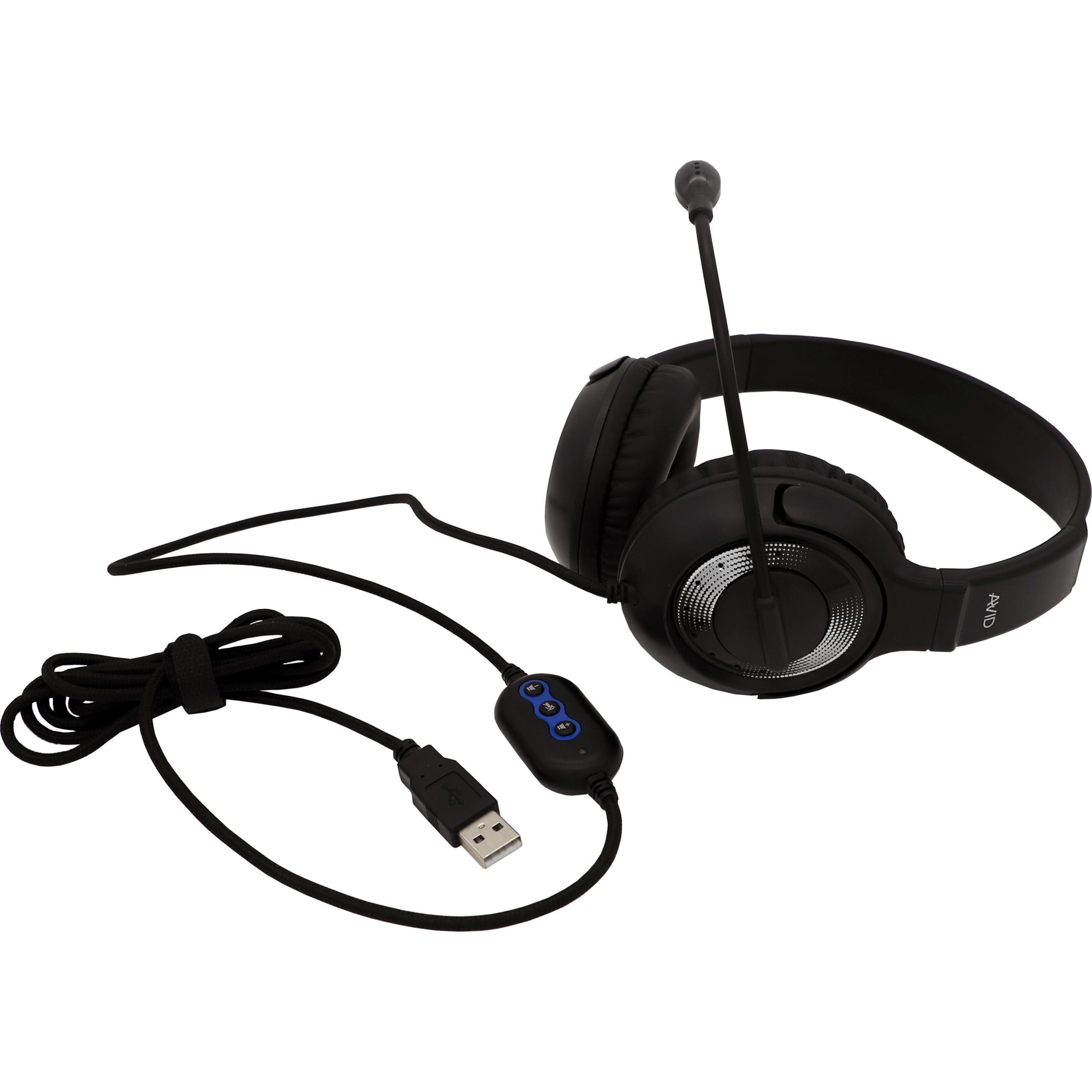 Avid Education 2AE55KLUSB AE-55 头戴式耳机，带噪音消除麦克风的USB有线立体声耳机 品牌名称翻译：热忱教育