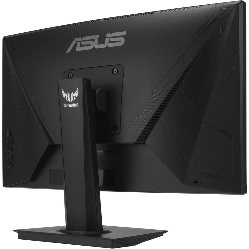 Angled rear view of ASUS TUF Gaming VG24VQE showing gaming-inspired design elements