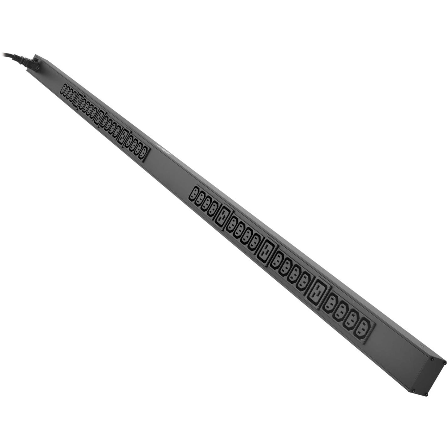 Full-length view of Tripp Lite PDUV20HVL6-72 PDU showing vertical outlet arrangement-alternate-image1