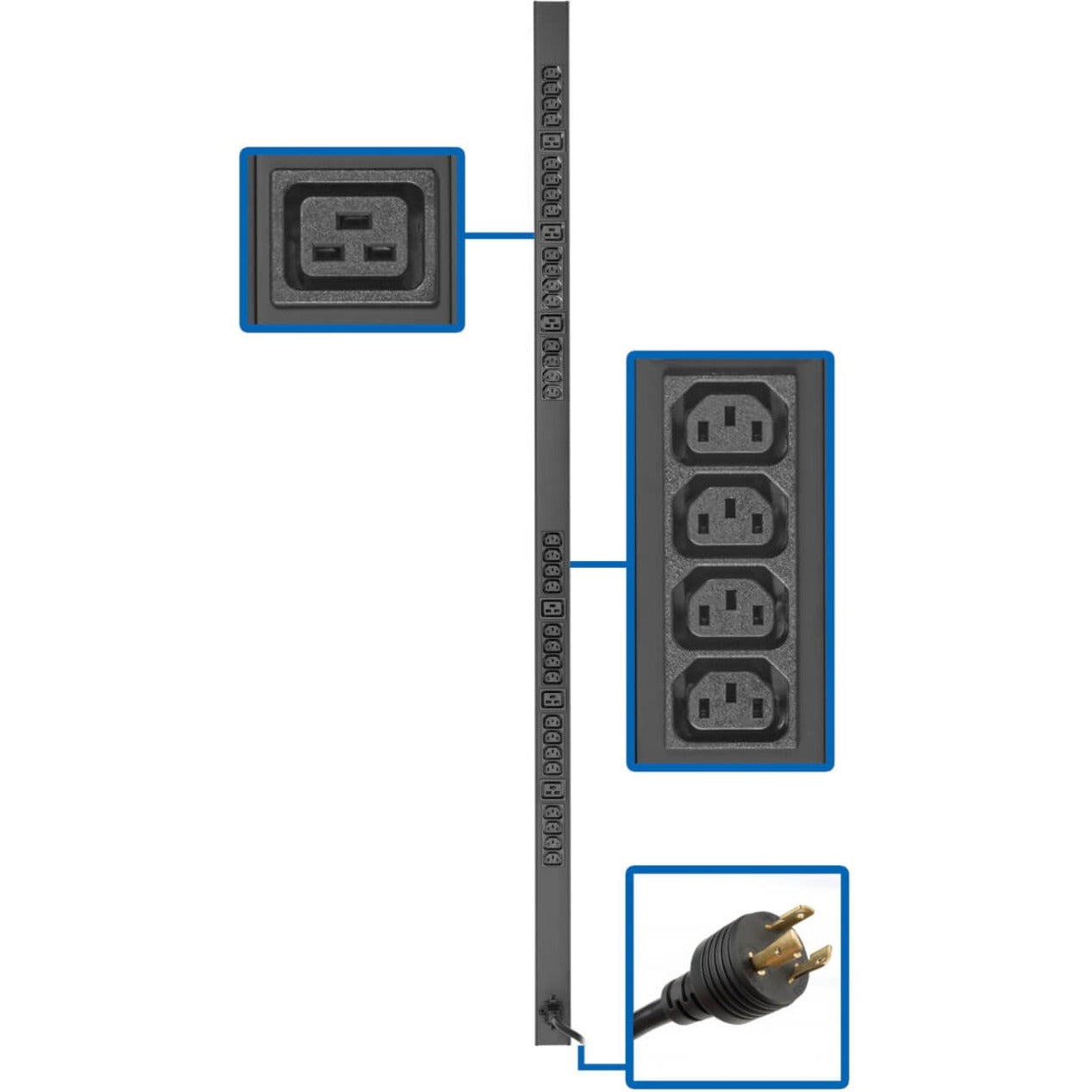 Detailed view of PDU outlets and input plug configuration-alternate-image4