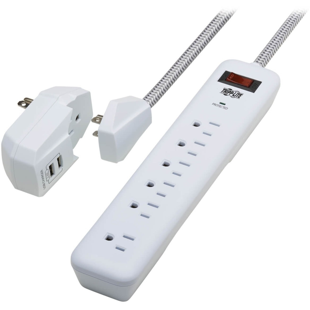 Tripp Lite TLP616USB Protect It! 7-Outlet Surge Suppressor/Protector 120V AC 900J Tripp Lite TLP616USB Protect It! 7-pistorasian ylijännitesuoja/suoja 120V AC 900J