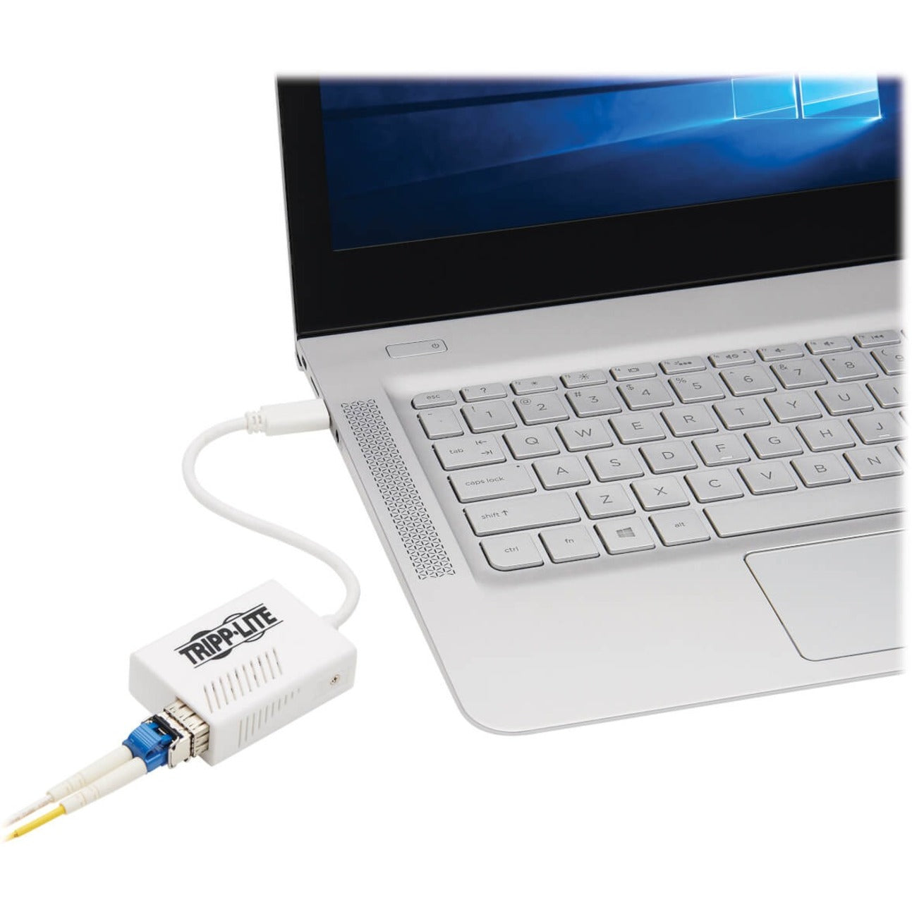 Tripp Lite adapter connected to laptop showing real-world usage-alternate-image13