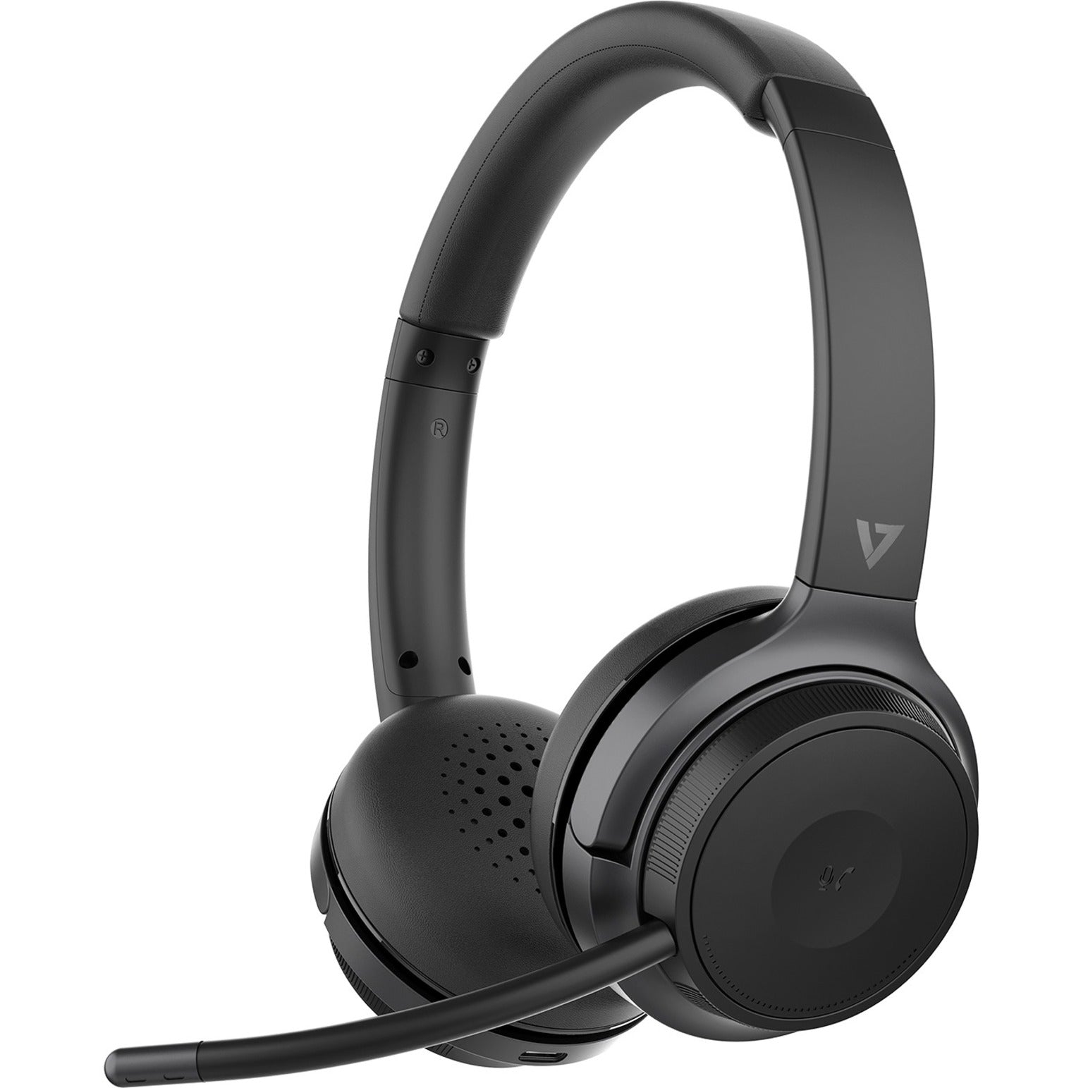 V7 HB600S Wireless Bluetooth 5 Stereo Headset, Detachable Boom Microphone, 100ft Range, USB Charging, On-ear Binaural Design, PC/MAC/Teams Compatible Black - HB600S (2 Year Warranty)