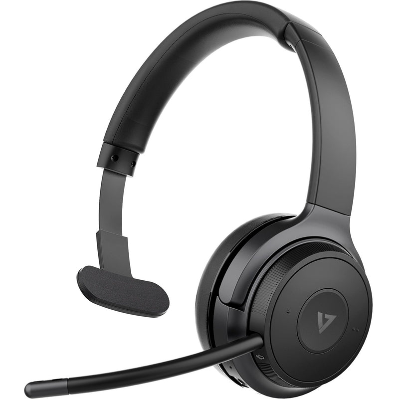 Complete view of V7 HB605M headset showing all key features