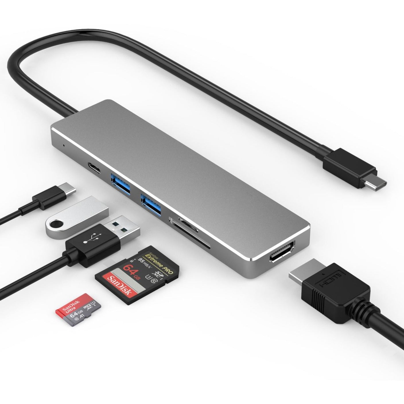 4XEM 4XUHP3407 USB-C Travel Mini Dock, HDMI, USB Type-C, 2 USB 3.0 Ports, 1 USB 3.1 Gen 1 Type-C Port