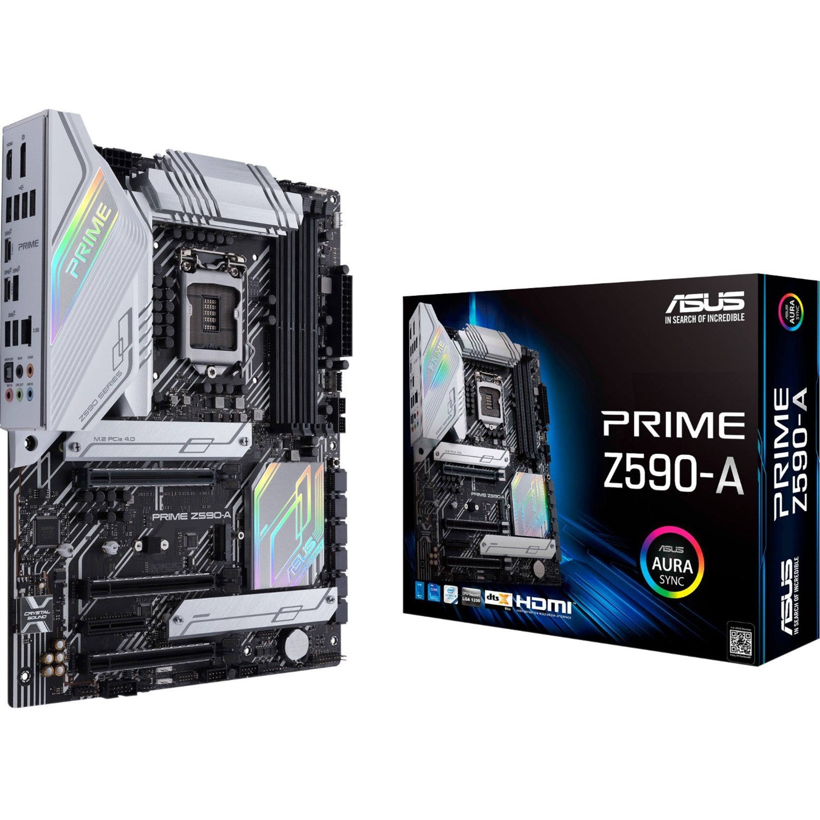 ASUS PRIME Z590-A LGA 1200 Motherboard, 14+2 DrMOS Power Stages, 3x M.2, Intel 2.5 Gb LAN, USB 3.2 Type-C, Thunderbolt 4, Aura Sync RGB Lighting