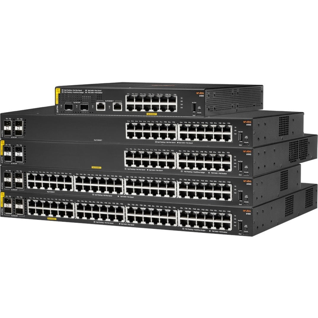 Aruba 6100 Ethernet Switch, 12 Gigabit Ethernet PoE, 2 10 Gigabit Ethernet Expansion Slot, 2 Gigabit Ethernet Uplink