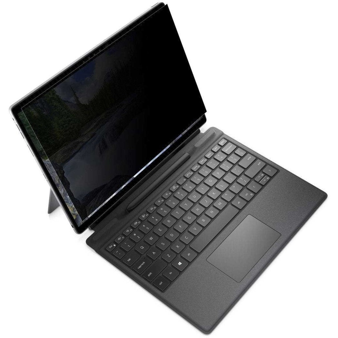 Targus 4Vu Privacy Screen installed on Dell Latitude 7320 Detachable laptop showing darkened display from side angle-alternate-image1