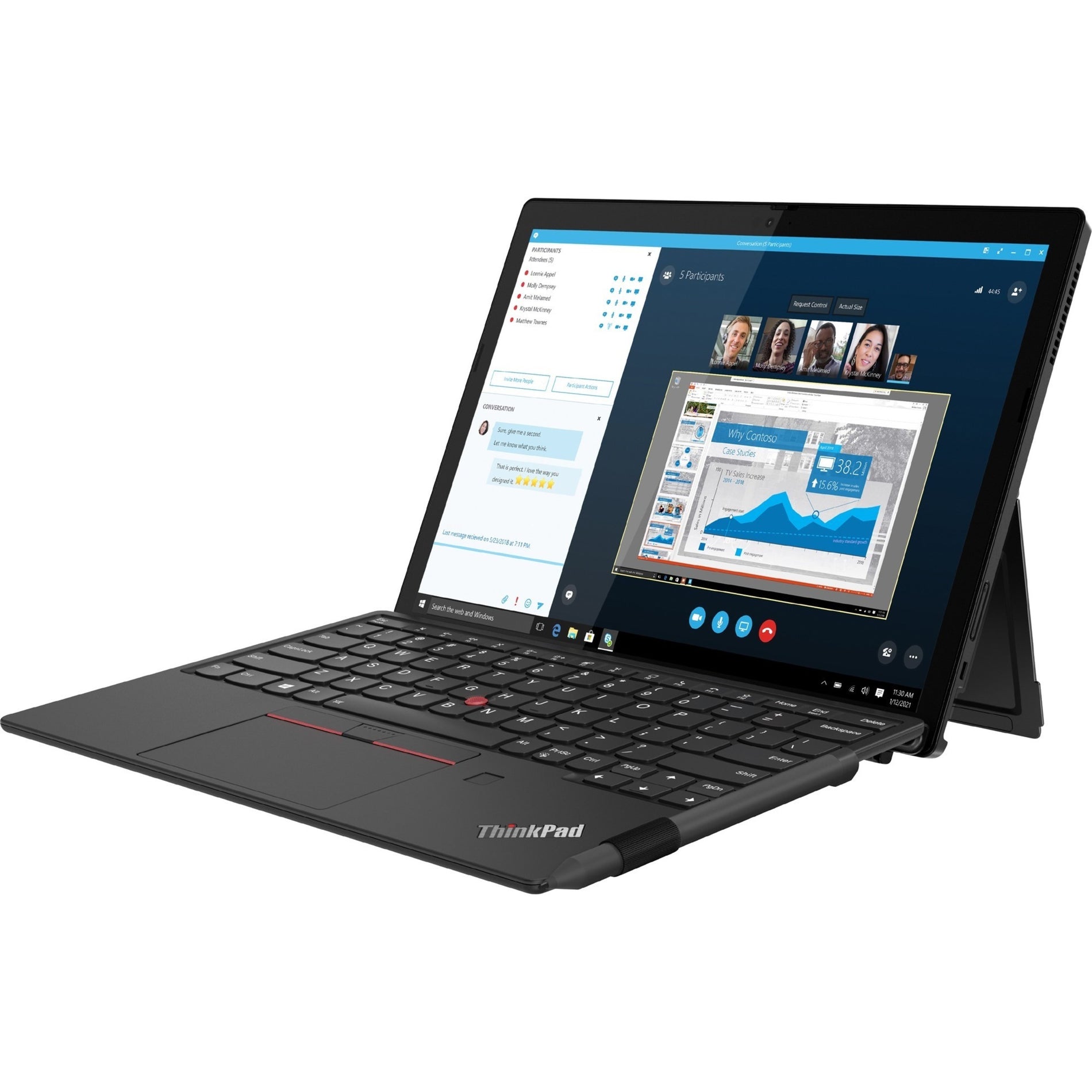 Lenovo 20UW000SUS ThinkPad X12 Detachable Gen 1 2 in 1 Notebook, Core i7, 16GB RAM, 512GB SSD, Windows 10 Pro