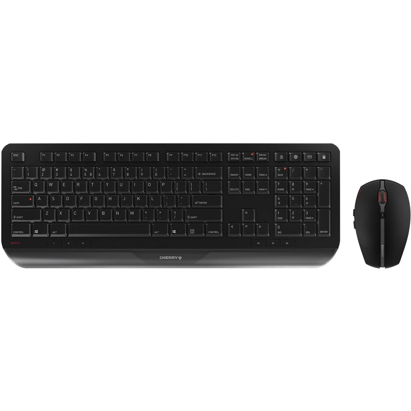 CHERRY GENTIX DESKTOP wireless keyboard and mouse set in black, showing full layout and ergonomic design