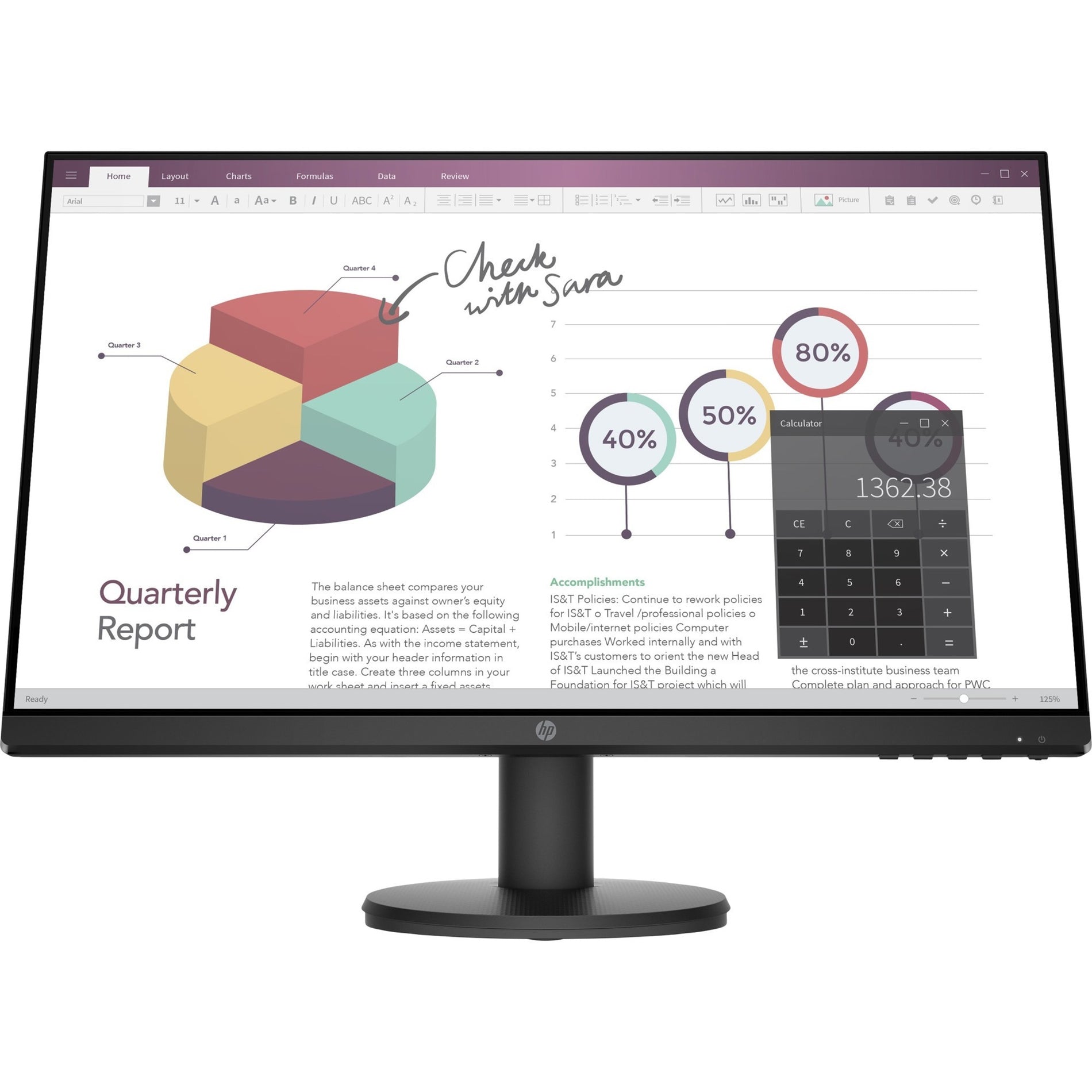 HP P24v G4 23.8" Full HD LCD Monitor, 250 Nit Brightness, 16.7 Million Colors, 1920 x 1080 Resolution