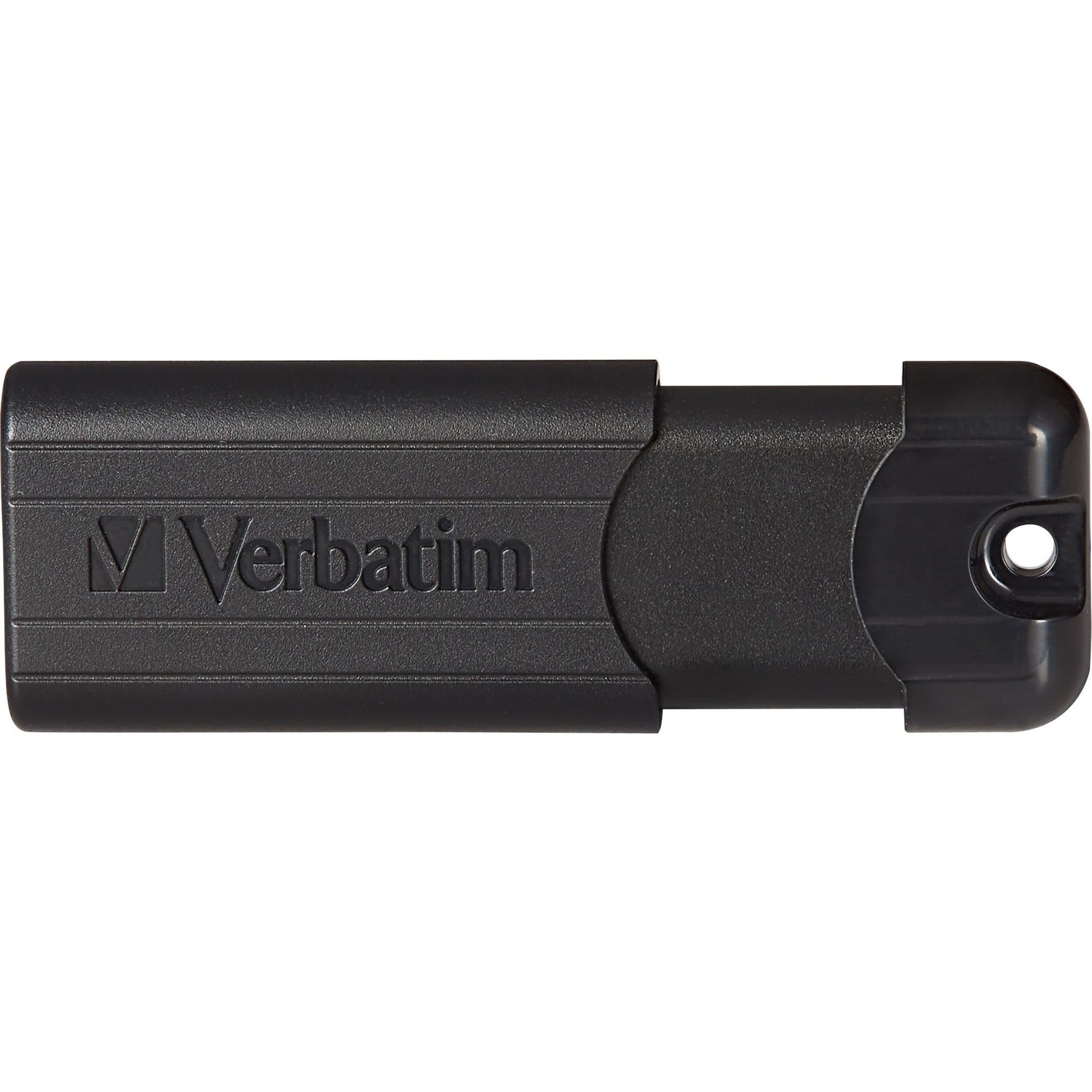 Detailed view of Verbatim PinStripe USB drive showing construction quality and branding-alternate-image5