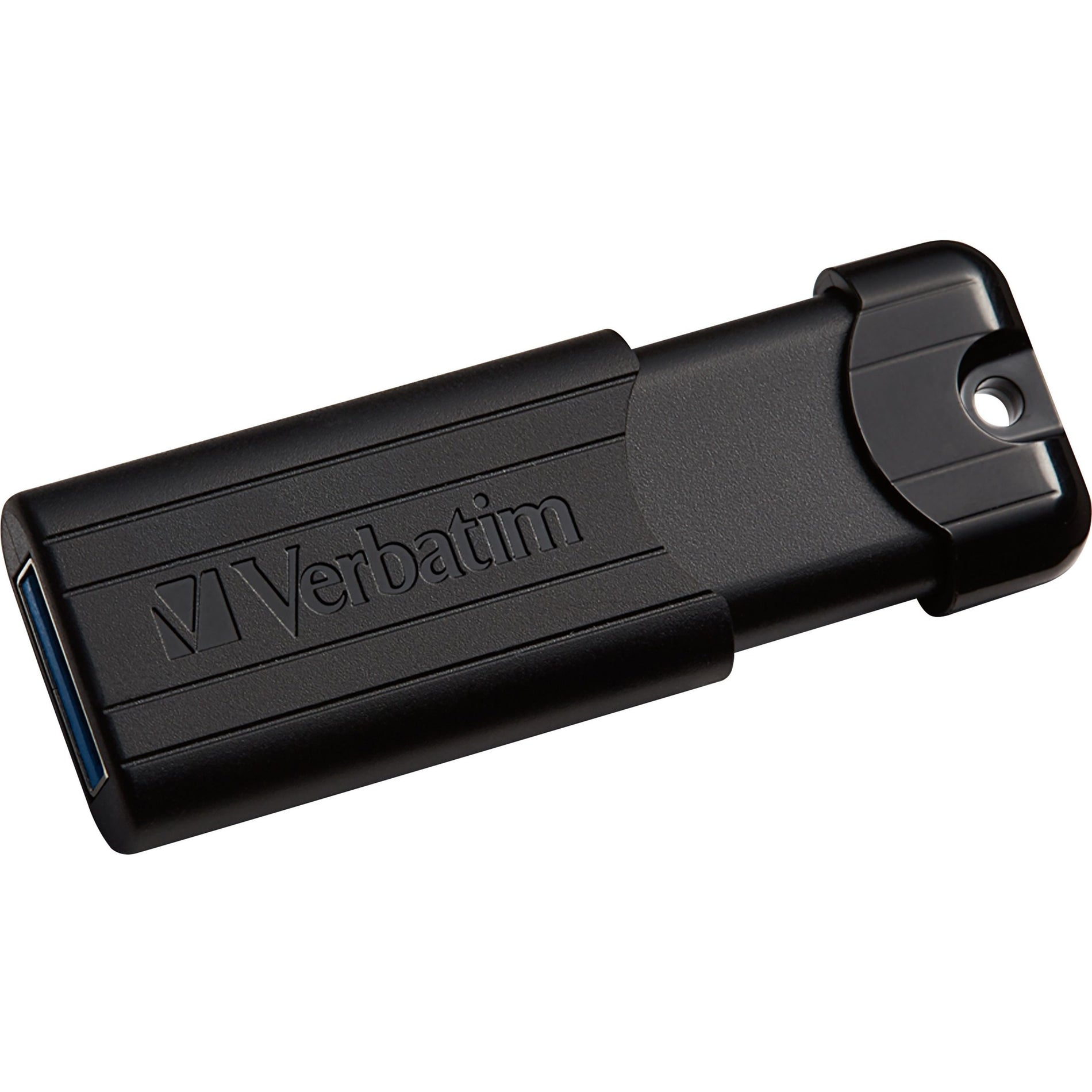 Side view of Verbatim PinStripe USB drive showing retracted position and pinstripe texture-alternate-image3