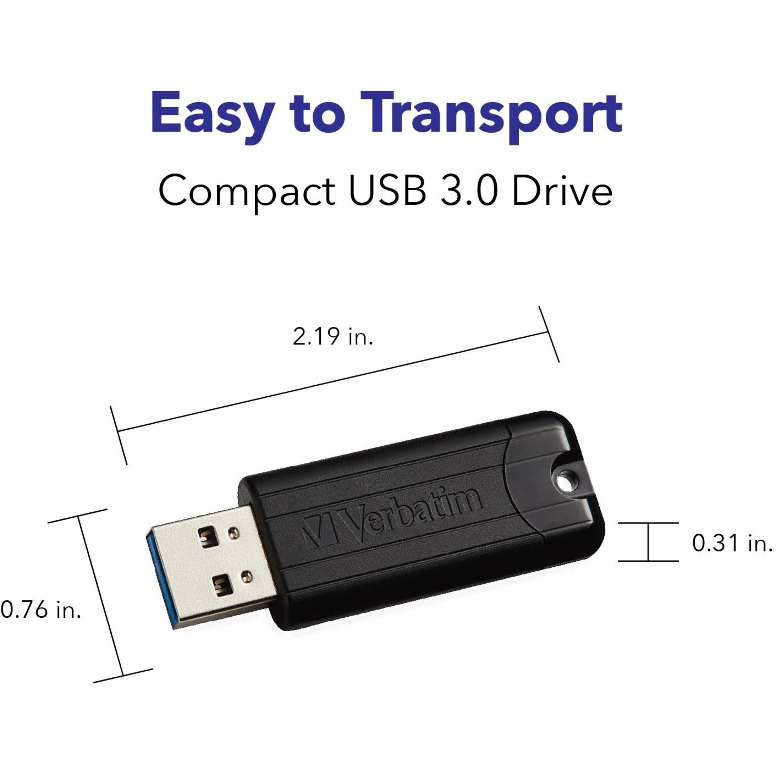 Dimensional diagram of Verbatim PinStripe USB drive showing exact measurements-alternate-image8