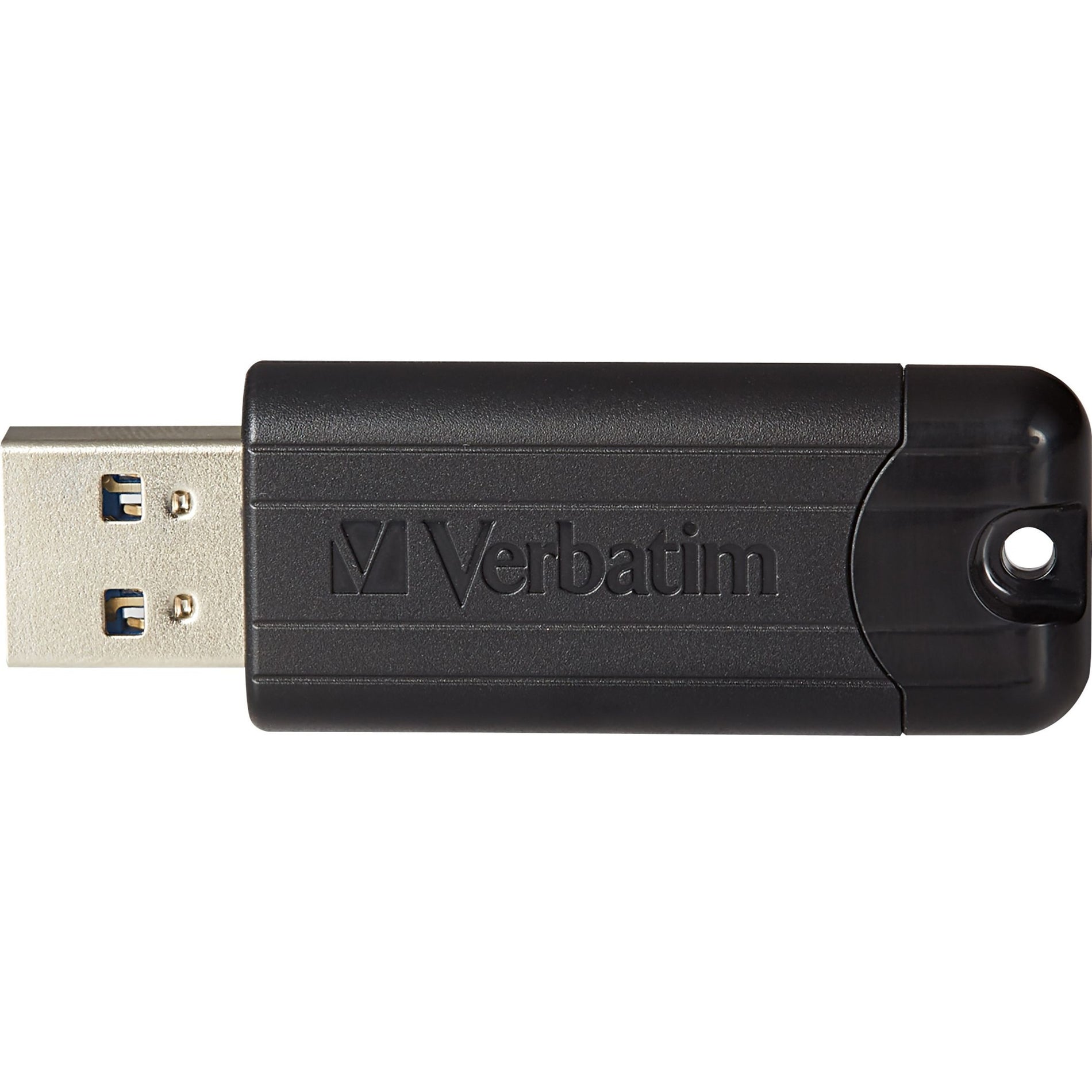 Top view of Verbatim PinStripe USB drive highlighting the ergonomic design and USB connector-alternate-image4