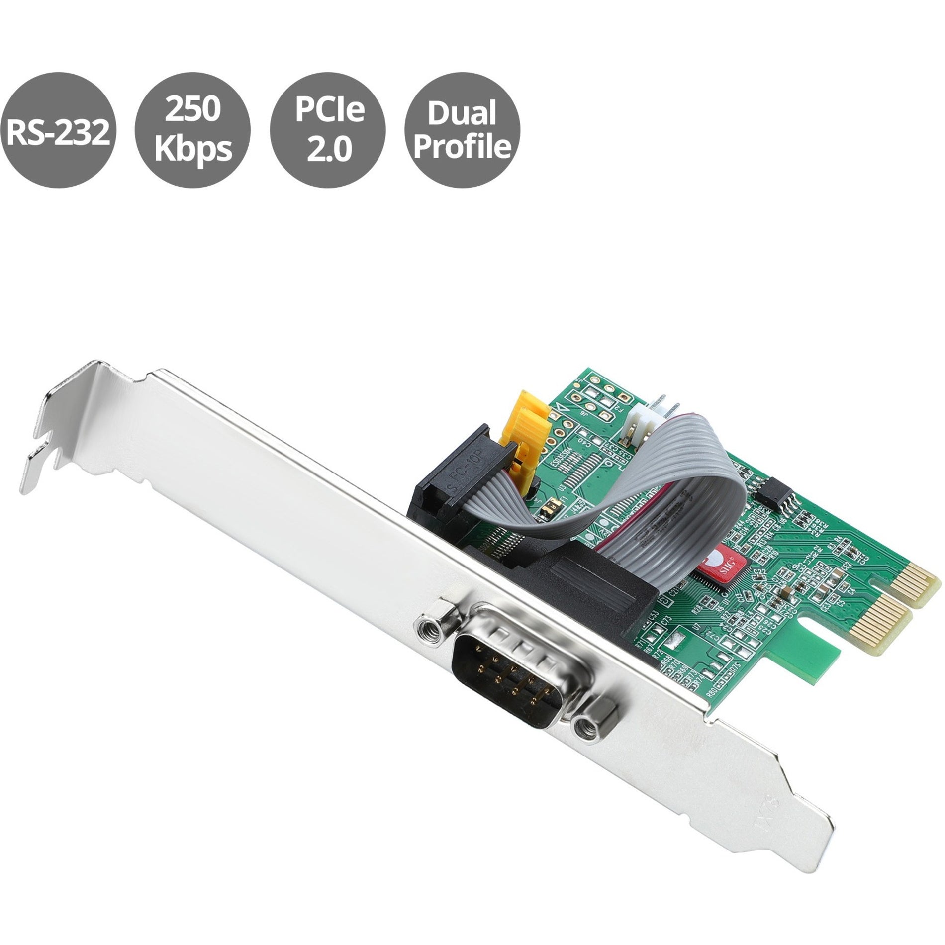 SIIG JJ-E20611-S1 DP Cyber RS-232 1S PCIe Card - High-Speed Serial Adapter