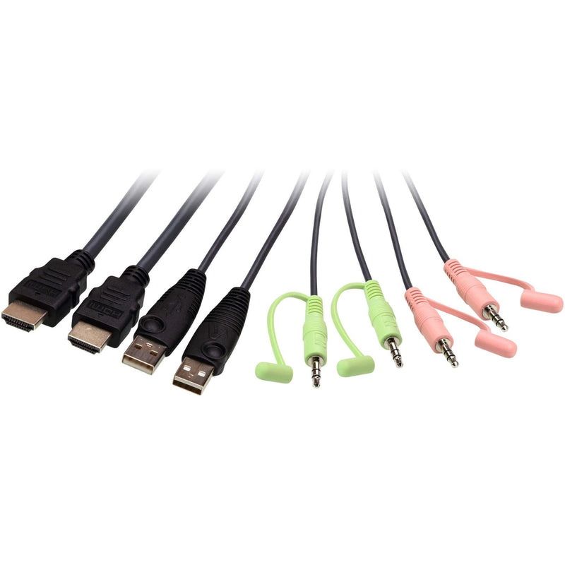 Complete cable set of ATEN CS22H including HDMI, USB, and audio cables