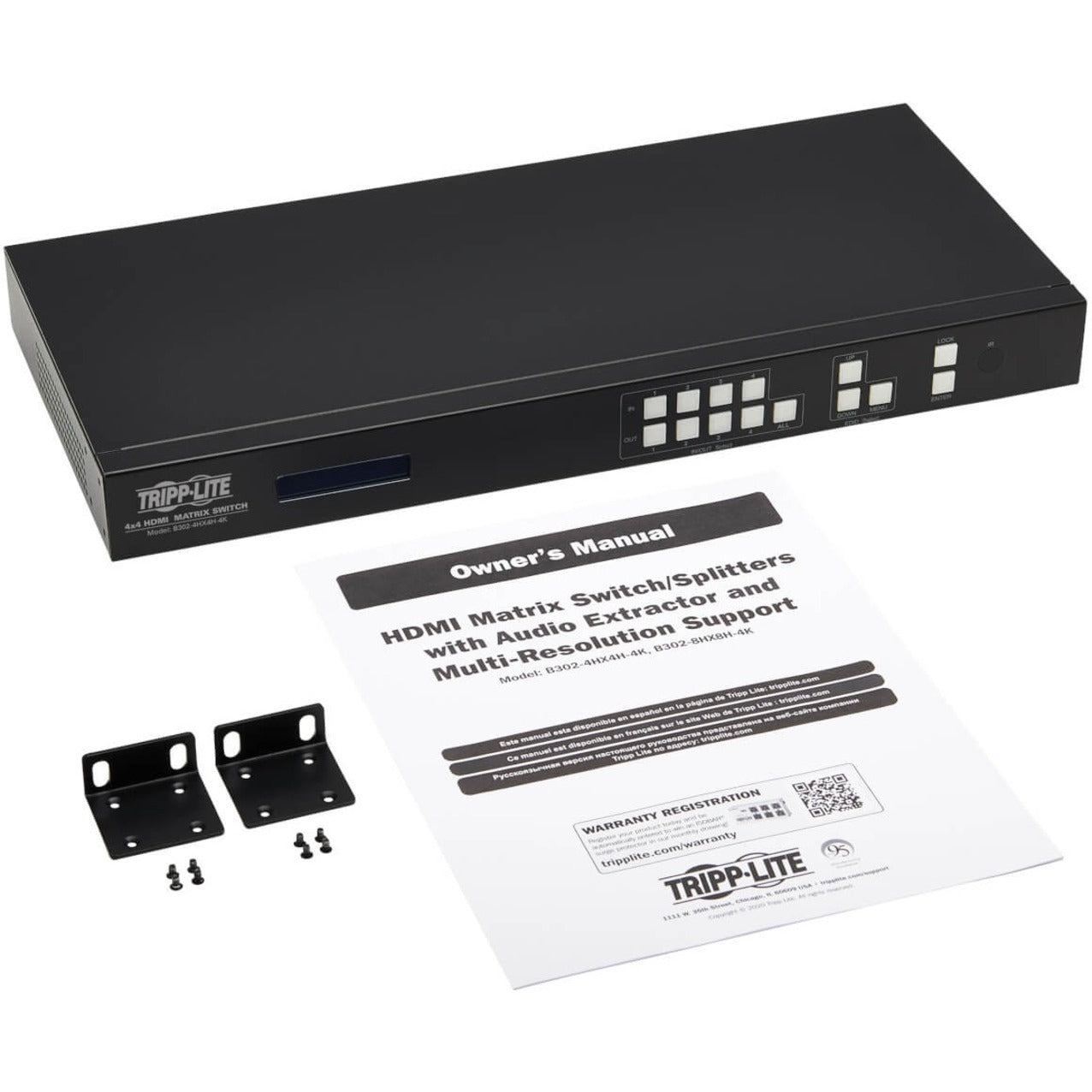 Tripp Lite B302-4HX4H-4K 4x4 HDMI Matrix Switch/Splitter 4K Video Resolution 3 Year Warranty  트립 라이트 B302-4HX4H-4K 4x4 HDMI 매트릭스 스위치/분배기 4K 비디오 해상도 3년 보증