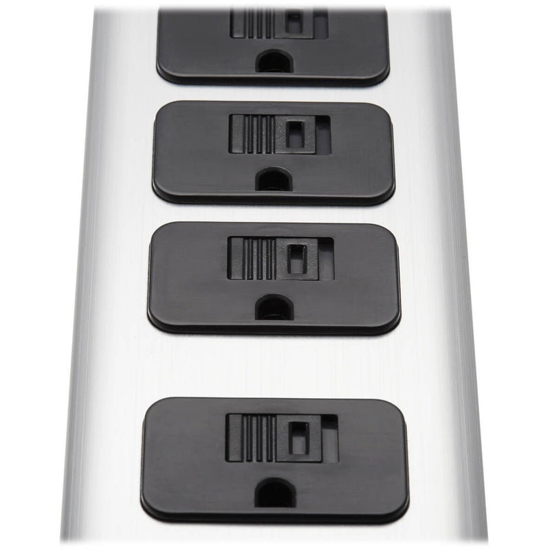 Detailed view of Tripp Lite surge protector outlet construction