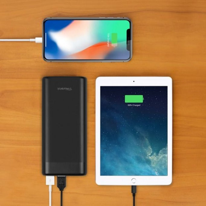 Aluratek APBQ20F 20,000mAh 65W Fast Charge PD Power Bank with USB Type-C, Dual USB Ports, Portable Charger for iPhone, iPad, MacBook, and More