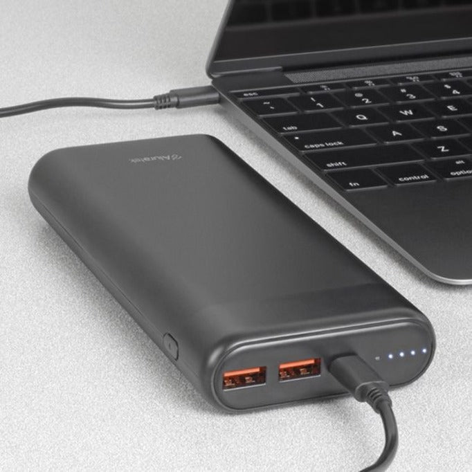 Aluratek APBQ20F 20,000mAh 65W Fast Charge PD Power Bank with USB Type-C, Dual USB Ports, Portable Charger for iPhone, iPad, MacBook, and More