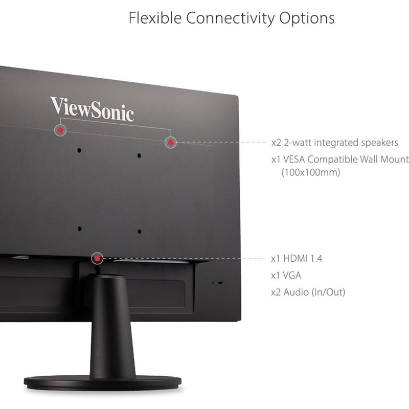 Diagram showing ViewSonic VA2447-MH connectivity options and features