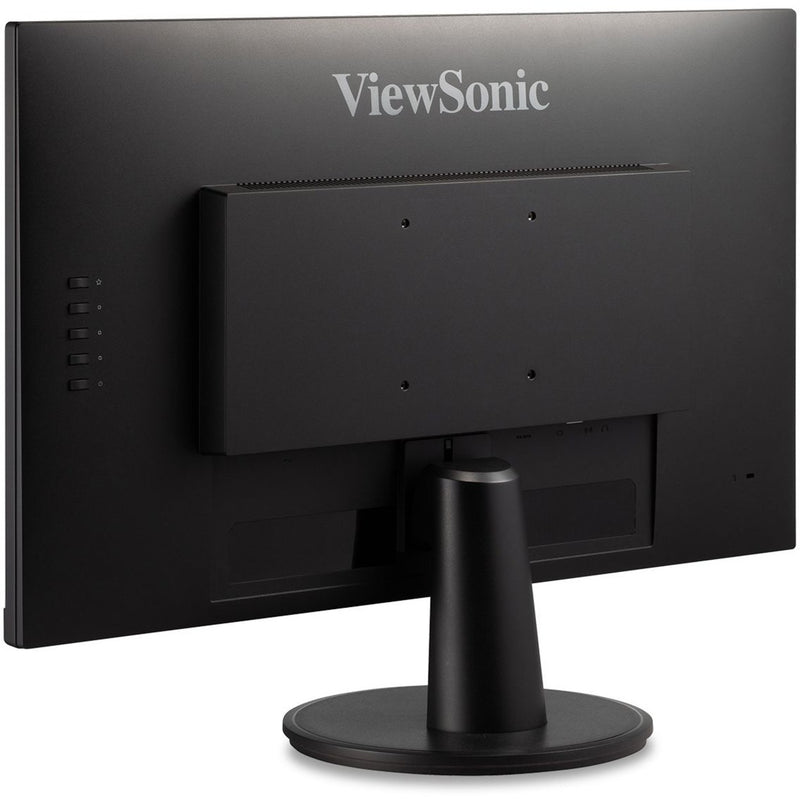 Rear angle view of ViewSonic VA2447-MH showing mounting options and built-in speakers