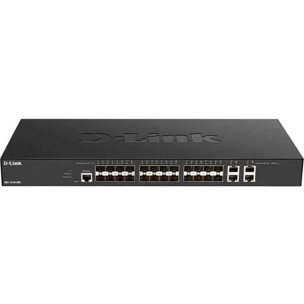 محول إيثرنت D-Link DXS-1210-28S، 24 فتحة توسعة إيثرنت بسرعة 10 جيجابت، 10GBase-T/10GBase-X، قابل للإدارة