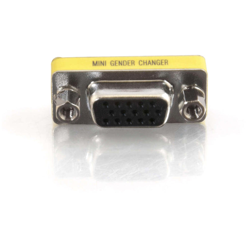 Front view of C2G VGA Mini Gender Changer showing HD15 female port configuration