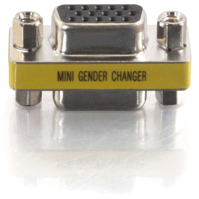 Close-up view of C2G VGA Mini Gender Changer showing construction details and labeling