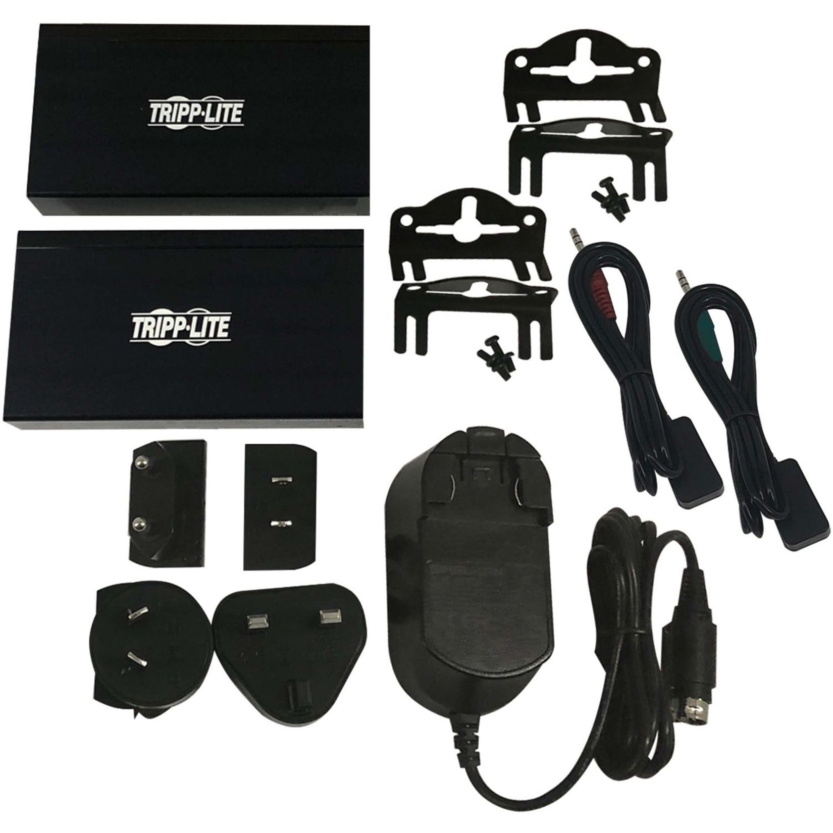 Complete accessory kit for Tripp Lite B127A-111-BHTH including mounting hardware, power adapters, and cables-alternate-image5