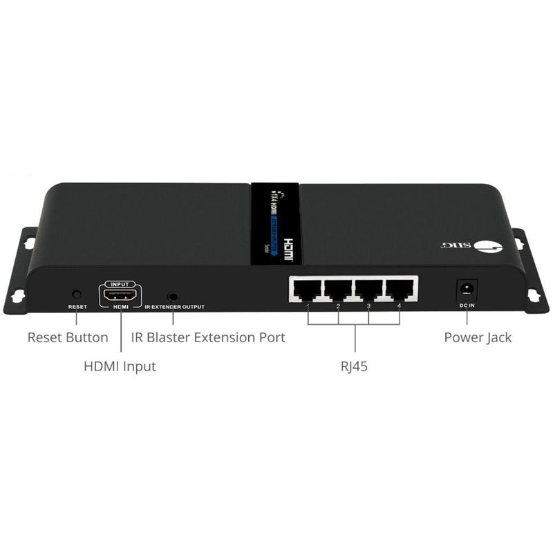 Rear panel view of SIIG HDMI Splitter transmitter showing labeled ports and connections