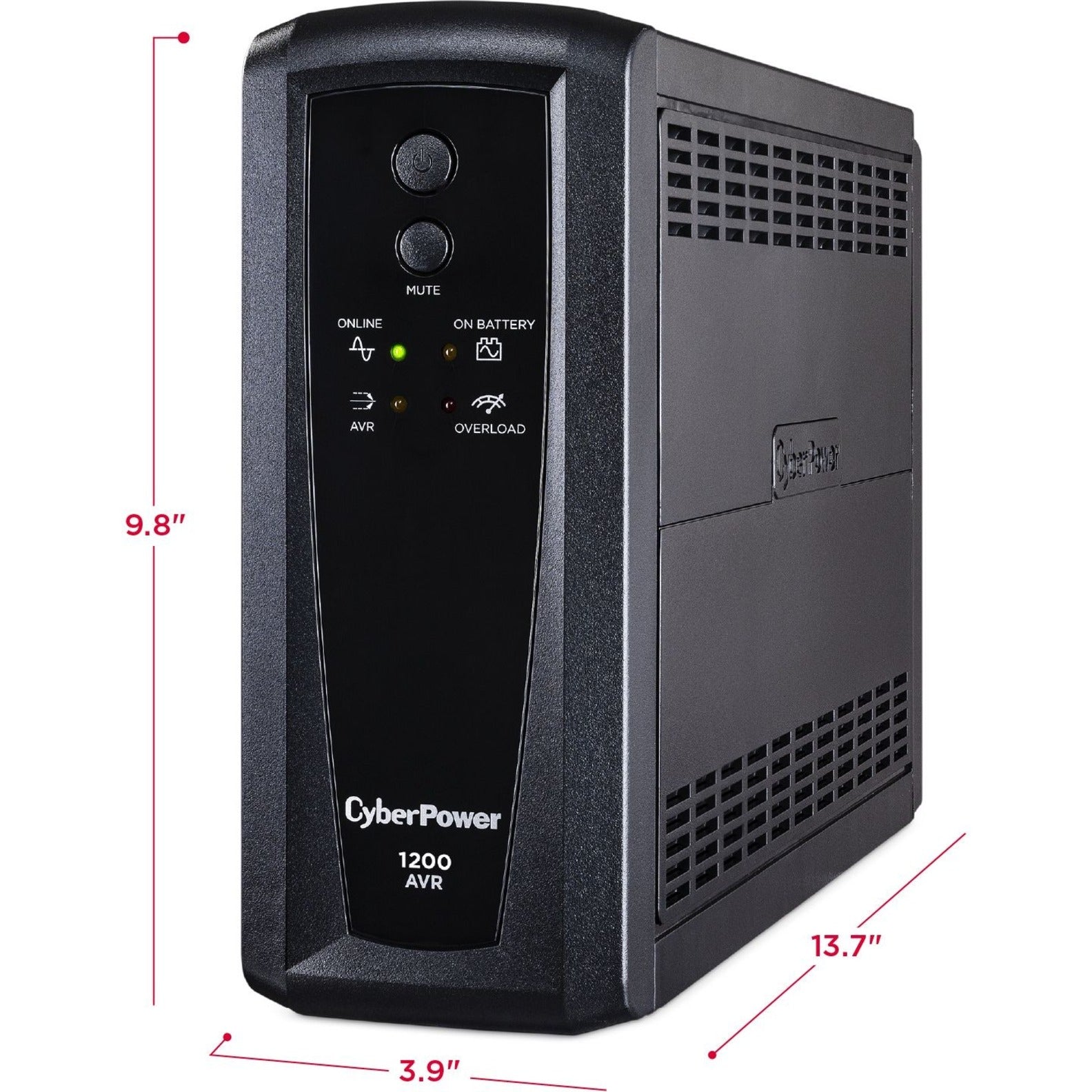 サイバーパワー CP1200AVR AVR UPS システム、1200VA/720W、3年保証、エネルギースター、USB & シリアルポート