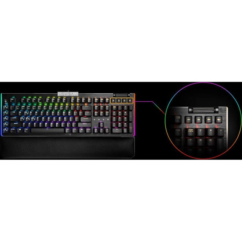 EVGA 812-W1-20US-KR Z20 Gaming Keyboard, RGB Lighting, Adjustable Backlighting, Fingerprint Sensor, Palm Rest