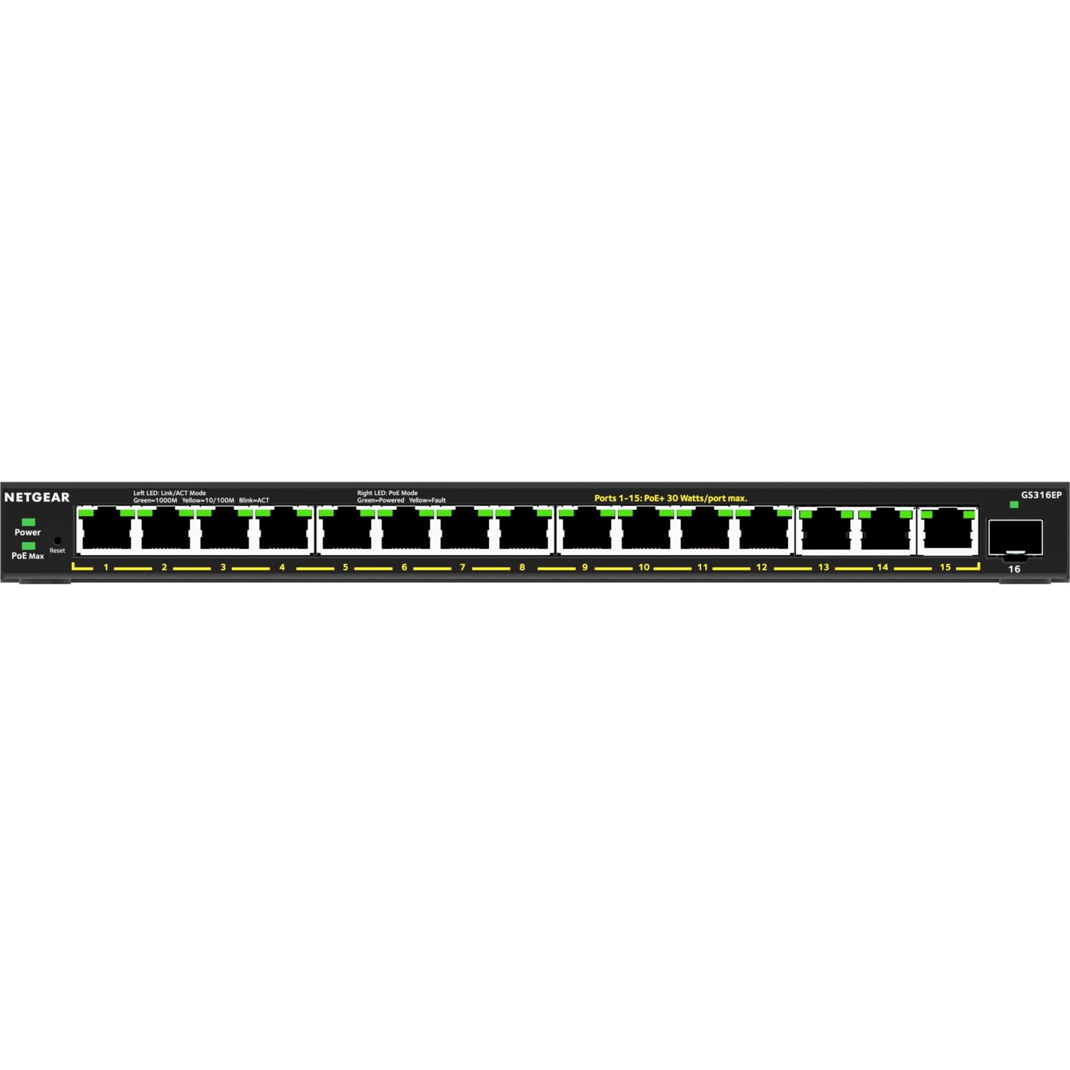 Switch Ethernet Netgear GS316EP-100NAS GS316EP Commutateur Gigabit Plus PoE+ 16 Ports