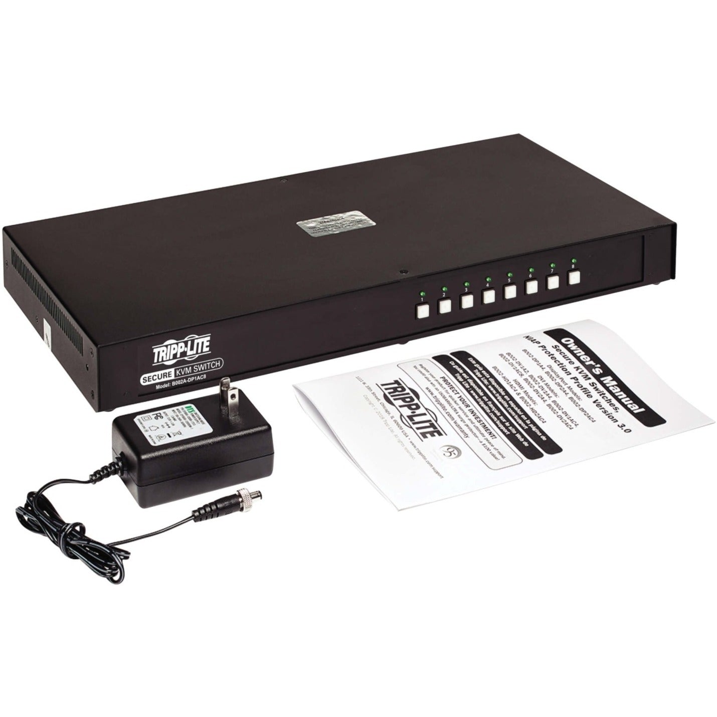 Product package contents showing KVM switch, power supply and documentation-alternate-image6