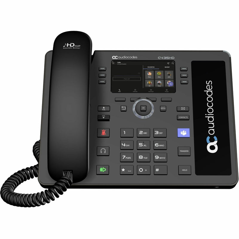 AudioCodes Teams C435HD-R IP Phone featuring a 4.3-inch LCD display, ergonomic handset, and intuitive keypad layout in sleek black finish