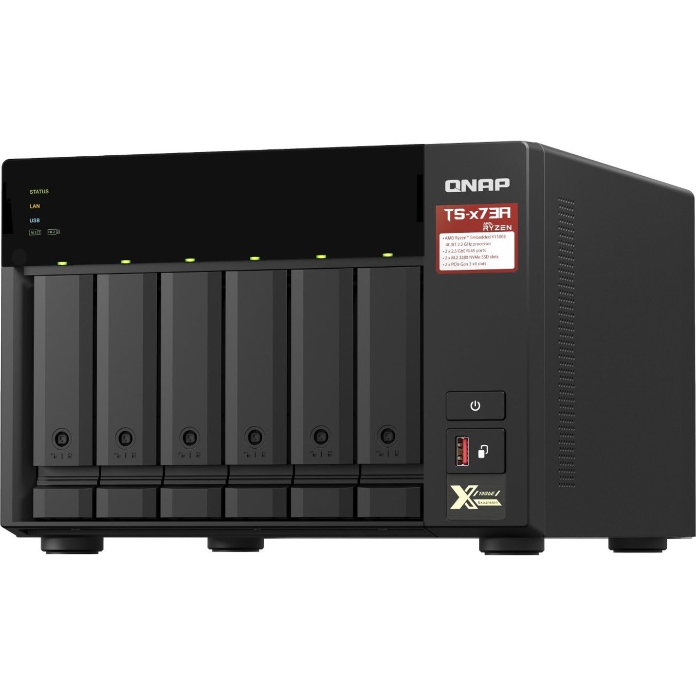 QNAP TS-673A-8G-US TS-x73A NAS Opslag Systeem Quad-core Ryzen V1500B 8GB DDR4 6-Bay 2.5GbE Ethernet