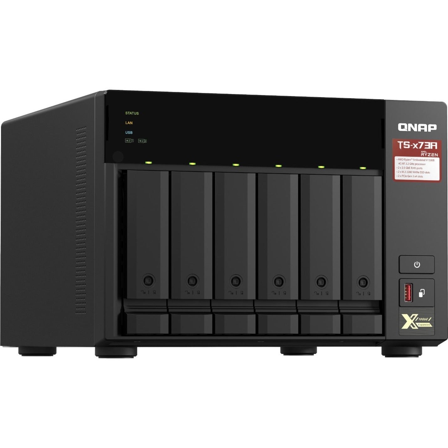 QNAP TS-673A-8G-US TS-x73A NAS Opslag Systeem Quad-core Ryzen V1500B 8GB DDR4 6-Bay 2.5GbE Ethernet