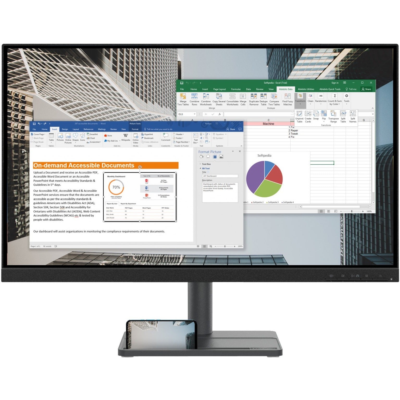 Lenovo 66BEKCC2US L27e-30 27" IPS FHD Monitor, Flat, 3 Side Borderless, HDMI 1.4, VGA, Audio out, 75Hz, 4ms, 72% NTSC, 250nits