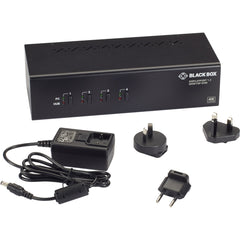 Black Box KV6224DP Interrupteur KVM - Double Écran DisplayPort 1.2 4K 60Hz Hub USB 3.0 Audio Partager Deux Écrans 4K avec Quatre Ordinateurs