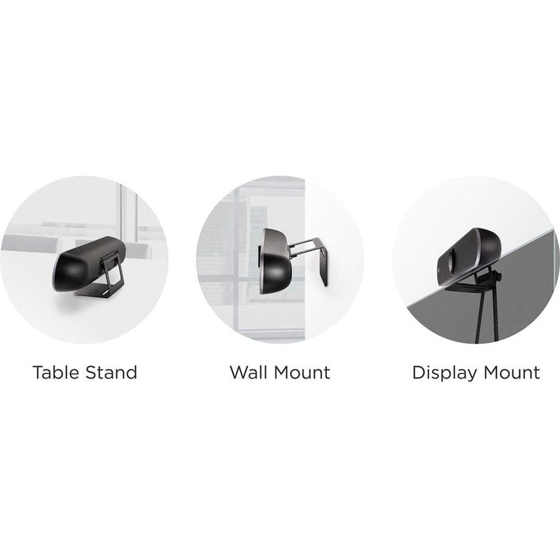 Three mounting options illustrated for the camera