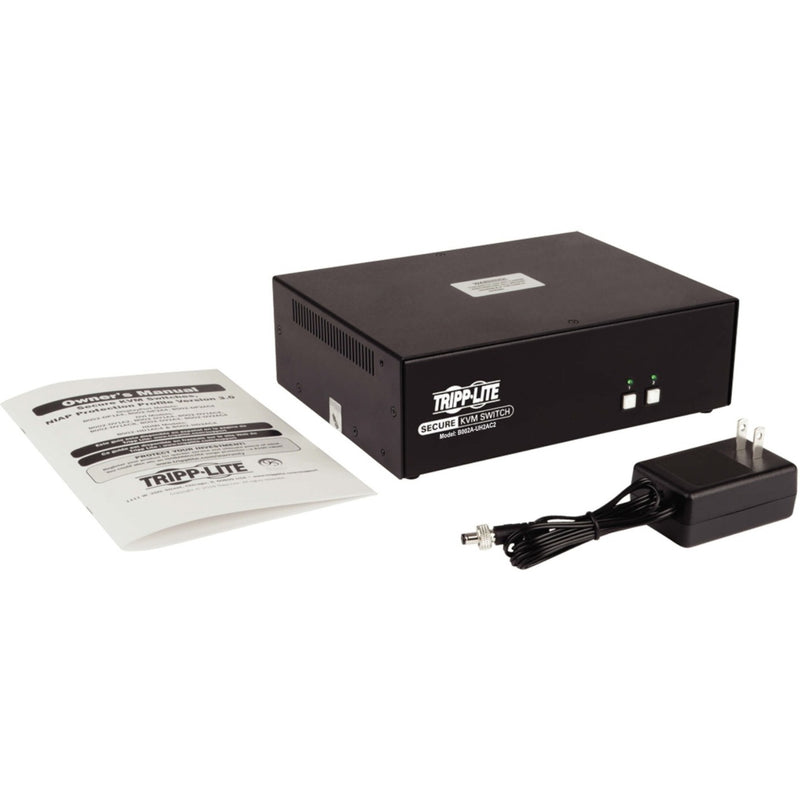 Complete KVM switch package with accessories and documentation